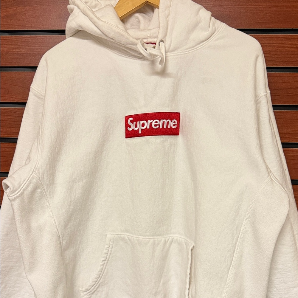 Supreme White Hoodie with Red Box Logo